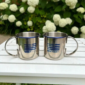 🇺🇸 Skyy Vodka Proud American Moscow Mule Stainless Steel Mugs- Two Mugs